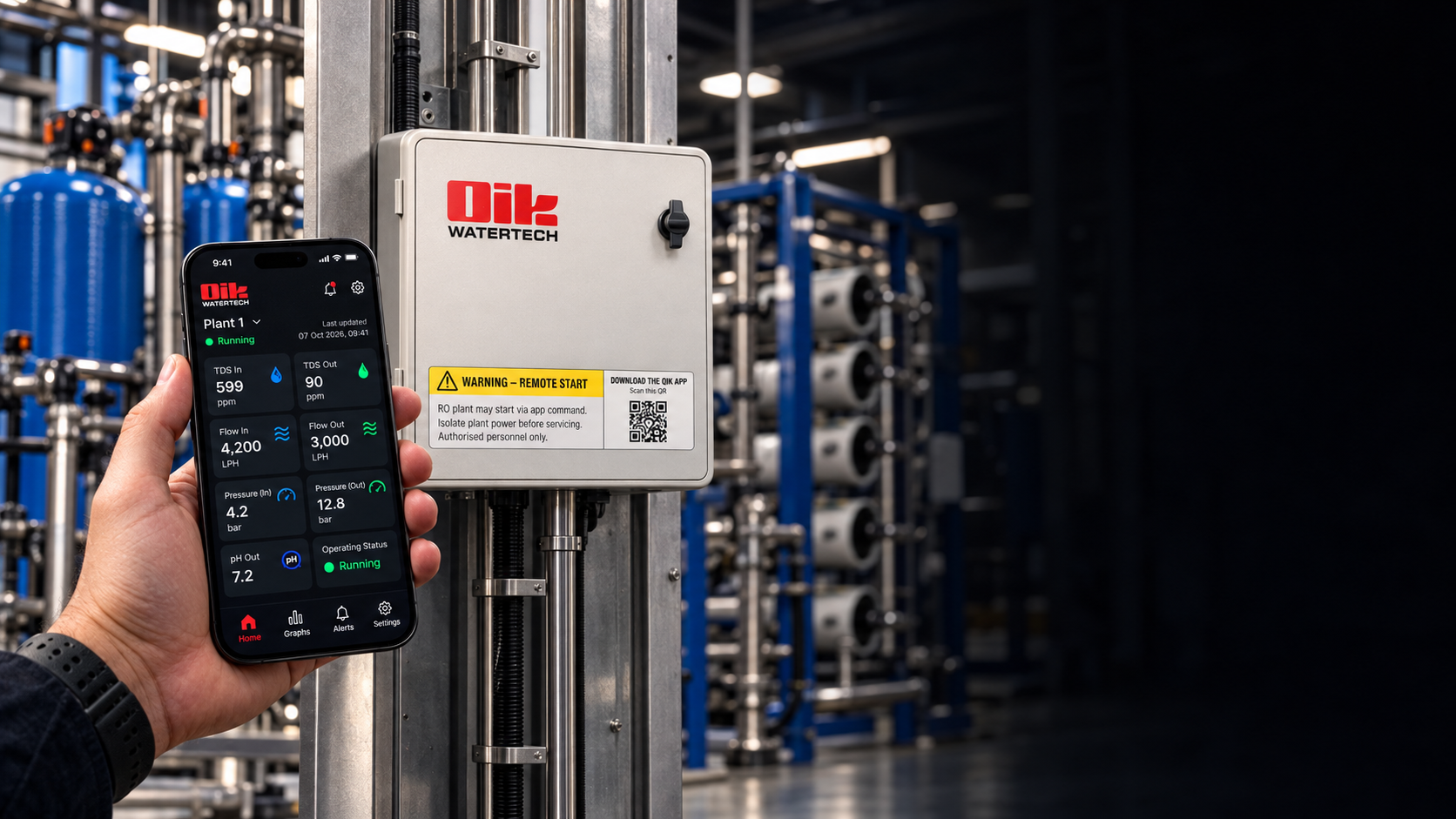 Qik app with live RO plant measurements